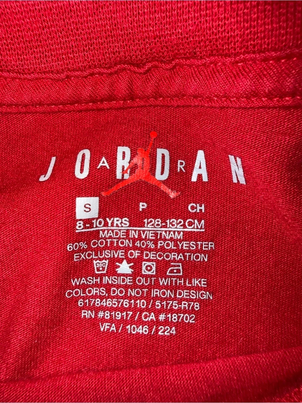 Jordan Red Boys' Small (8-10) Jumpman Logo Tee